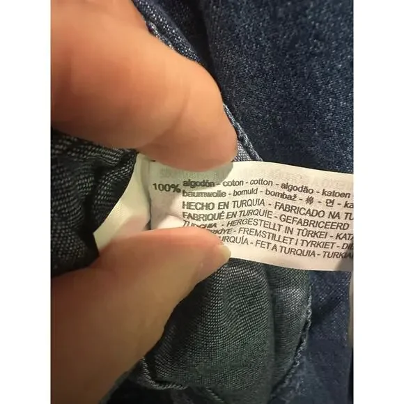 Zara Blue  Double Breasted Puff Sleeve Denim Mini Dress Blogger Favorite NEW - Picture 16 of 16